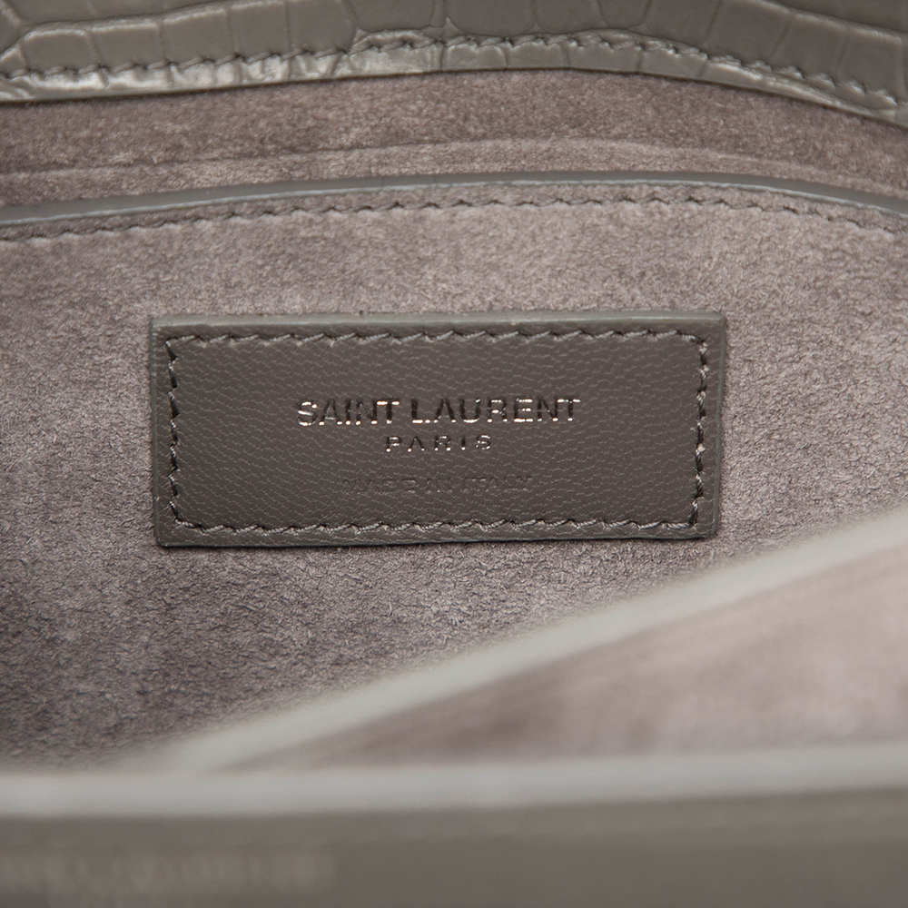 Pre-Loved Saint Laurent Medium Croc Embossed Leather Monogram Sunset Crossbody - Picture 5 of 6